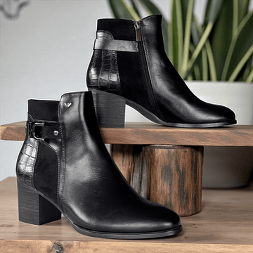 Womens Susst Suzy Black Block Heel Ankle Boots - Black