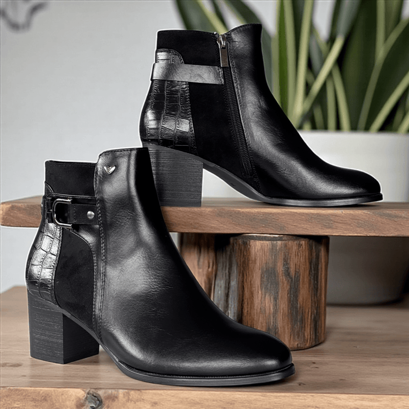 Womens Susst Suzy Black Block Heel Ankle Boots - Black