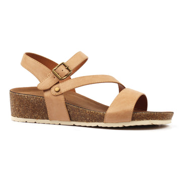 Womens Lunar JLH358 Beige Wedge Cluster Sandals - Tan