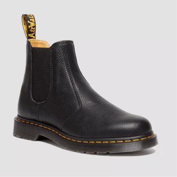 Mens Dr Martens 2976 Yellow Stitch Black Soft Leather Chelsea Boots - Black