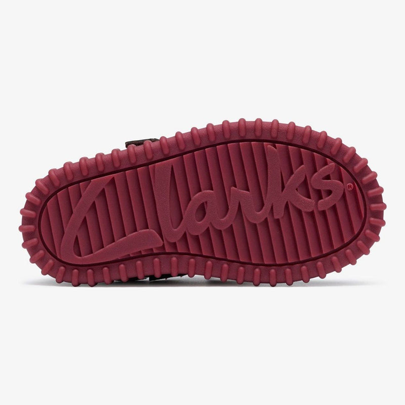 Girls AW26 Clarks Cove Bow Velcro Casual Shoes - Burgundy Patent