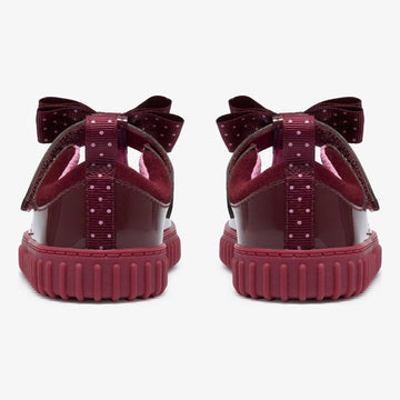 Girls AW26 Clarks Cove Bow Velcro Casual Shoes - Burgundy Patent