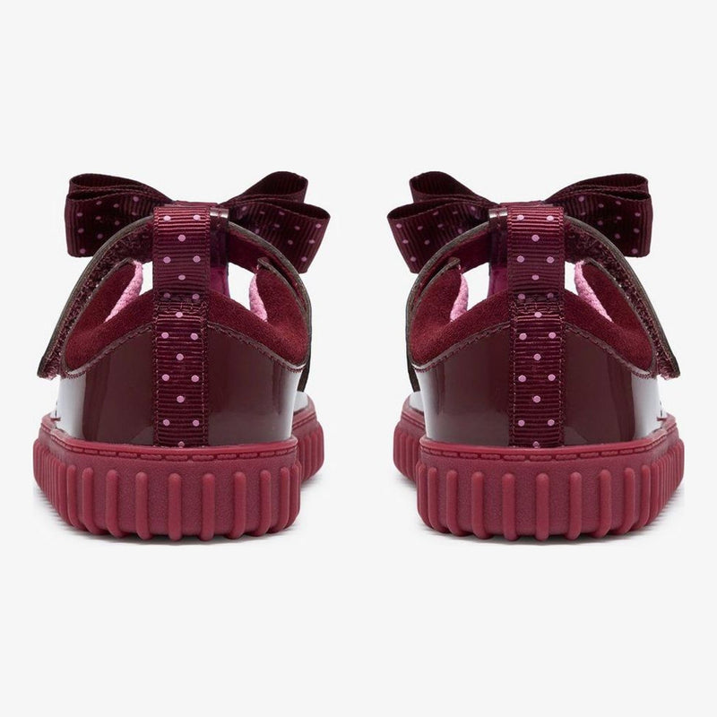Girls AW26 Clarks Cove Bow Velcro Casual Shoes - Burgundy Patent