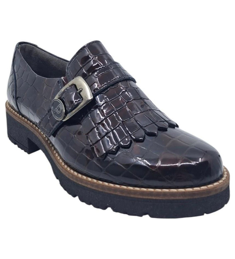 Womens Pitillos 11560 Burgundy Platform Loafers - Burgundy