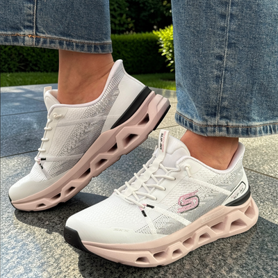 Womens Skechers 150513 Glide-Step Altus Trainer in White and Pink