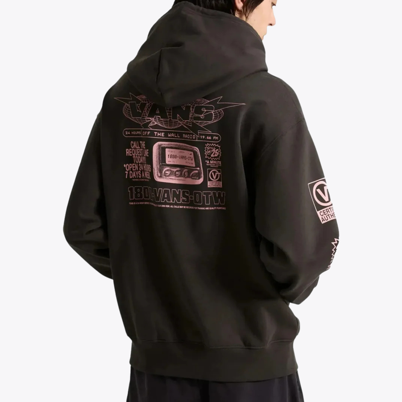 Mens Vans Hotline Radio Faded Black Hoodie - Faded Black